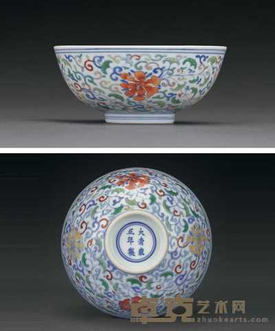 清雍正 斗彩缠枝花卉纹碗 直径11.2cm